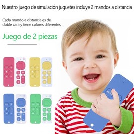 2pcs Juguetes de Silicona para la Dentición, Mordedor con Forma de Mando a Distancia Apto para Masticar, Puede Aliviar el Dolor de Encías, Sin BPA, Set de Regalo de Juguete para la Dentición