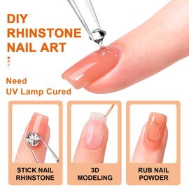 2PCS Super Strong Rhinestone Glue for Nails - No Wipe, UV Lamp Cured Gel for Crystals, Beads & Diamonds, Alcohol-Free, 3D Nail Art Adhesive