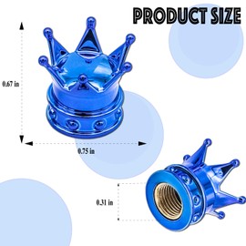 MEAJOO 4PCS Crown Tire Valve Stem Caps, with O Rubber Ring, Tire Air Valve Cap Plastic with Brass Core, Universal Cars, SUV, Trucks, Bikes, Motorcycles, Bicycles (Blue)
