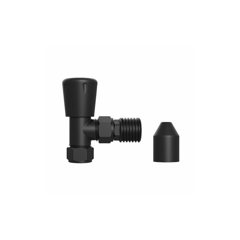 NRG 15mm Black Radiator Valves Angled Lockshield Valve One Pair