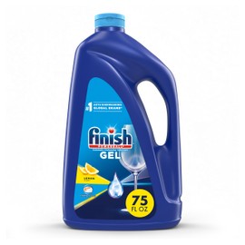 Finish Gel Liquid Dishwasher Detergent, Advanced Deep Cleaning Power Dish Soap, Fights Tough Stains, Dishwasher Soap, Plastic-Free & Septic Safe Dish Detergent, Lemon Scent, 75oz