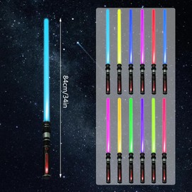 ADDLIVE Lichtschwert Kinder, 2 Stück 12 Farben Duell Laserschwert mit Licht und Sound, Lichtschwert Star Wars, Erweiterbarem Lightsaber-Set für Anziehpartys, Cosplay Spielzeug für Kinder Geschenk