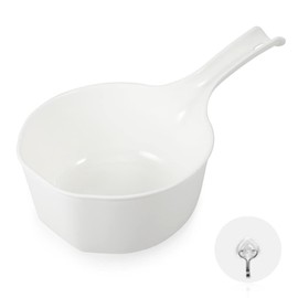 PAMISO Plastic Water Scoop for Bath, 1.5 Liter Shower Ladle with Adhesive Hook, Bathroom Water Bath Cup, Bathing Ladle for Kids