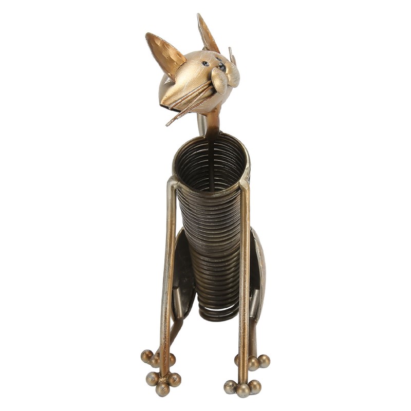 Metal Cat Figurine Innvoative Fun Hand Crafted Spring Cat Sculpture