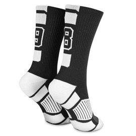 ChalkTalkSPORTS Custom Team Number Socks | Adult Athletic Performance Socks | Black Number Socks | 38 or 83