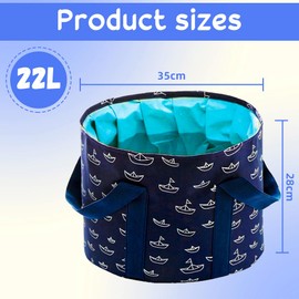 ADERTOS Collapsible Bucket for Soaking Feet, Portable Travel Foot Bath Tub Foldable Foot Bath Spa Bowl Folding Foot Bath Massage Barrel Foot Spa Home Pedicure Basin for Camping Washing Fishing (22 L)