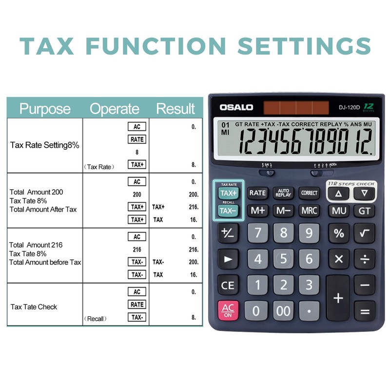 OSALO Desktop Calculator Extra Large Display Big Number with Check