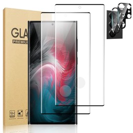 [2+2 Pack] Galaxy S23 Ultra Screen Protector and Camera Protector, HD Clear 9H Tempered Glass Scratch Resistant, Fingerprint Unlock, Full Coverage, Bubble-Free for Galaxy S23 Ultra (6.8 Inch)