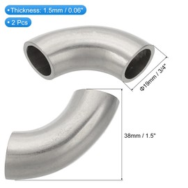 PATIKIL 2pcs 90 Degree Mandrel Bend Elbow, 3/4 Inch(19mm) OD Steel Exhaust Elbow Piping Connector 316 Stainless for Exhaust Pipe Stair Handrail HVAC