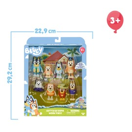 Bluey - Pack of 8 Adventure Figures, Poseable Figures, Friends Ready for Adventure, Dolls of the Kids Series, Expand Your Collection with This Pack - Famous (BLY73000)