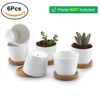 T4U Succulent Planters, Pots with Bamboo Saucers, Rectangular Ceramic Cactus