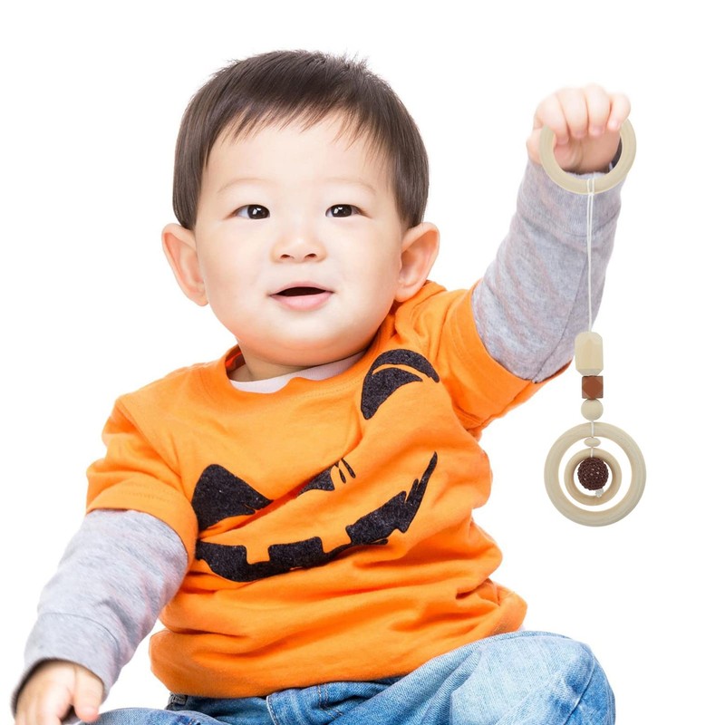 Toddmomy Wooden Baby Gym Hanging Toys, 4Pcs Hanging Baby Wooden