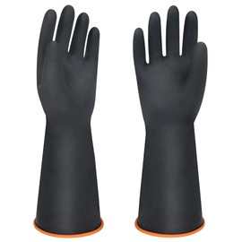 14" XL Latex Chemical Resistant Gloves - Reusable Heavy Duty Long Rubber Dishwashing Gloves for Men - Industrial Safety With Forearm Protection, Waterproof, Resist Strong Acid, Alkali, Oil