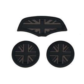 Mini F55 F56 Car Drink Holder Coasters, Pack of 3 Car Drink Holder Coasters, Non-Slip Drink Holder Coasters for Mini Cooper Hatchback F55 F56 (Union Jack Black)