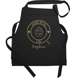 Geschenk mit Namen personalisiert by Shirtracer - Apron - Baking Apron - Ich backe mit viel Liebe I Gift Hobby Baker I Gift Baking, 1 black