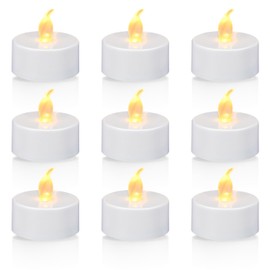 KOABY - Paquete de 50 luces de té con temporizador, funciona con pilas sin llama parpadeantes con temporizador (50 unidades, amarillo cálido)