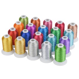Simthread Best 20 Colors Metallic Embroidery Machine Thread Kit 500M(550Y) for Computerized Embroidery and Decorative Sewing