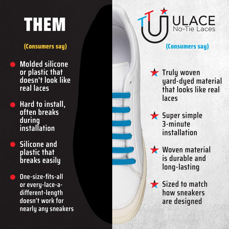 uLace Kiddos No-Tie Shoelaces - Elastic Shoe Laces for Sneakers