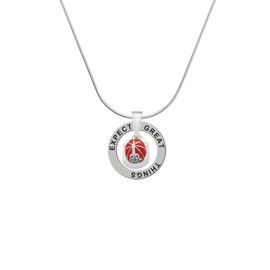 Delight Jewelry Silvertone Red Enamel Firefighter Helmet - Expect Great Things Ring Charm Necklace, 18"