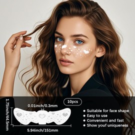 SOFPLATE 10Pcs Glitter Heart Freckle Tattoos Silver Temporary Face Tattoos Paper Small Hearts Sparkle Speckles Waterproof Makeup Patches Stickers Accessories for Women Body Face Art Party Makeup Decor