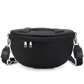 Eslcorri Crossbody Bags for Women - Fashion Sling Purse Shoulder Bag Fanny Pack Leather Causal Chest Bum Bag with Adjustable Wide Strap for Workout Traveling Running Shopping - Black