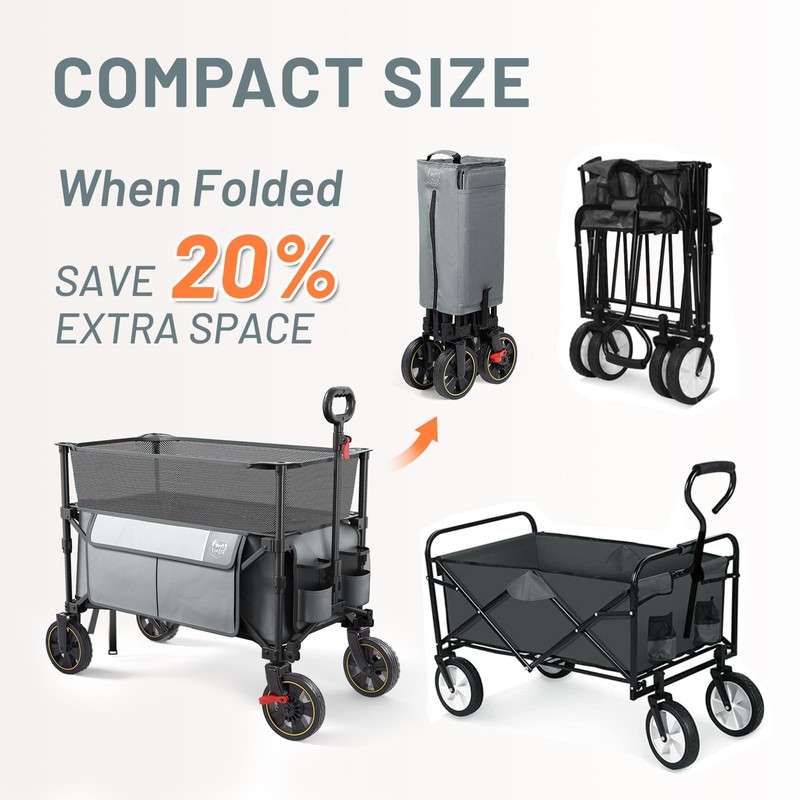 TIMBER RIDGE 350L Extra Large Collapsible Folding Wagon Carts with