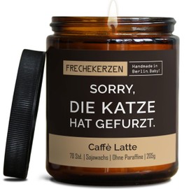 Lustige Duftkerze mit Spruch für Katzen Besitzer & Liebhaber | Handgemacht aus Sojawachs | In Geschenkbox | Nachhaltiges Valentinsgeschenk Gastgeschenk Katzenhalter Cat Lovers |Kaffee