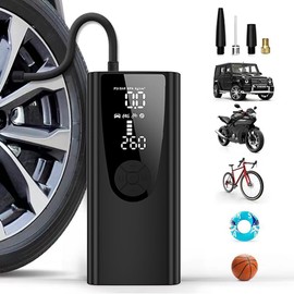 Yawyard Tire Inflator Portable Air Compressor/Pump for Car Tires w/Digital Tire Pressure Gauge - Air Compressor (120 PSI) - Motorcycle, Electric Bike Pump and Bicycle Pump w/LED Light