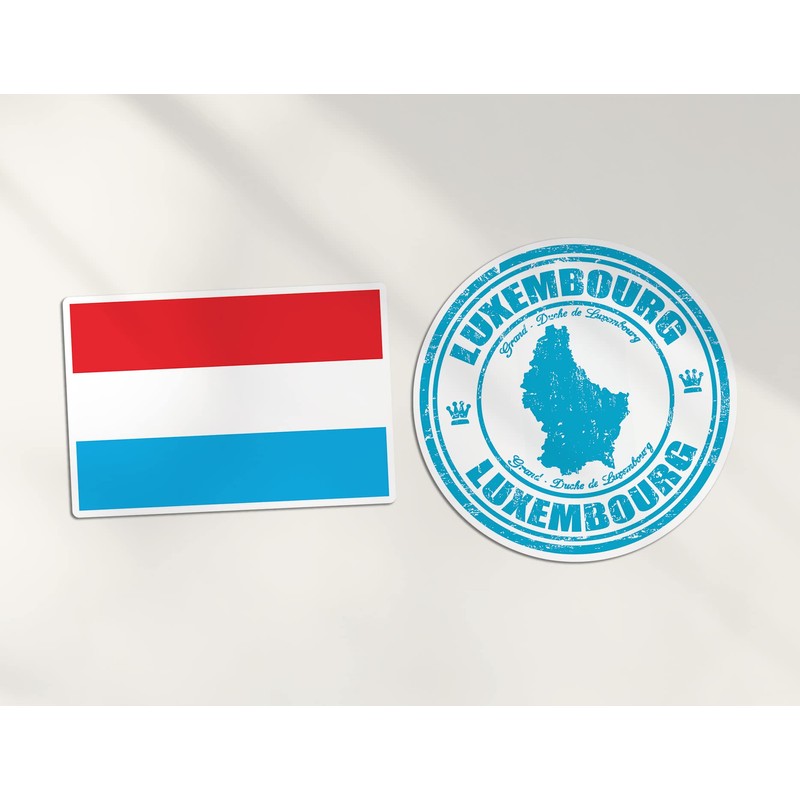 2 x 10cm Wide Luxembourg Vinyl Stickers - Flag Map