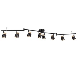 CRAFTRONOS 8 Light Foldable Track Lighting Kit, Matt Black Brass Finish Adjustable with Moden Flush Mount Ceiling Spotlight for Kitchen,Dining,Living Room,Home Improvement
