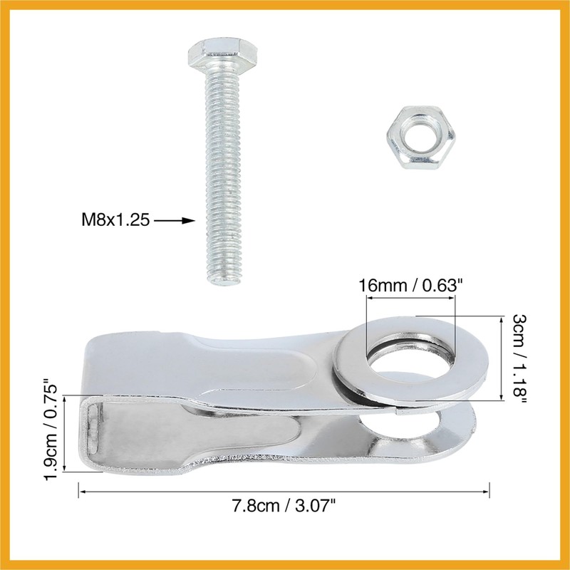 Partuto Pair 16mm ChromeMotorcycle Chain Axle Adjuster Tensioner Replacement