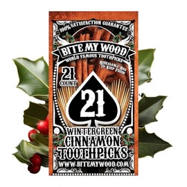 BiteMyWood Wintergreen Toothpicks, 21 Count X 3 Bags Resealable Bag 3 Pack
