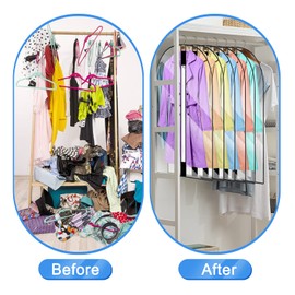 6Pack See Through Breathable Clothes Covers with Zip, 60CMX100CM Waterproof Dustproof Garment Covers Bags Moth Proof Dress Bag Covers Damp-proof Mens Suit Storage Bag for Wardrobe Storage and Travel