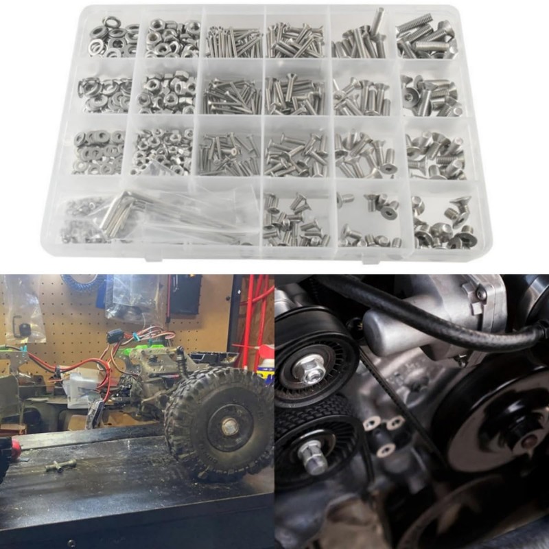 880 Pcs M2 M3 M4 M5-304 Stainless Hex Socket Flat