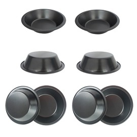 Proshopping 8 PACK Mini Pie Pans 5 Inch, Small Round Metal Pie Tins, Nonstick Carbon Steel Individual Pie Plate Baking Dish, Pot Pie Tin - for Baking Pies, Crust, Tarts, Black