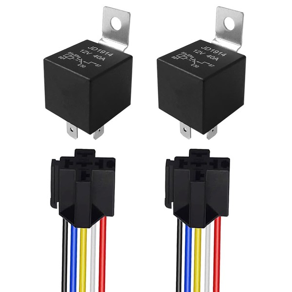 Aiqeer 2 Pieces 5 Pin Car Relay, 12V 40A SPDT