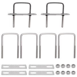 S SYDIEN 6 Pack M6 Square U Bolts, 304 Stainless Steel U-Bolts 1-9/16" W x 3-1/8" L, Heavy Duty U-Bolt with Frame Plates & Nuts for Boat Automobiles Trailer and Metal Objects (M6 x 40mm x 80mm)