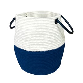 OHESTIA Small Laundry Basket with Handles, 14 x 12 in Foldable Laundry Hamper Room Organization Toy Storage Bins Cotton Rope Woven Storage Basket Organizer for Dirty Clothes Baby Pillows Blankets