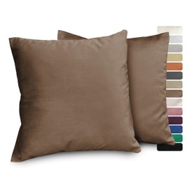 BEAUTEX Lea Velvet Cushion Covers, Set of 2, Premium Cushion Covers, Sofa and Decorative Cushions, Choice of Size and Colour (Brown, 50 x 50 cm)