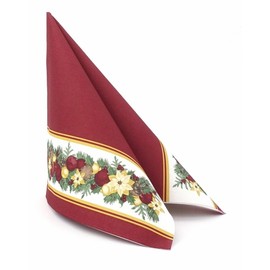 50 Christmas Napkins 40 x 40 Fabric-Like Garland, Colour: Bordeaux