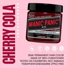 MANIC PANIC Classic Vampire Red Semi Permanent Hair Color - Deep Blood Red Hair Dye for Women & Men That Lasts 4-6 Weeks - Vegan, Ammonia & Cruelty-Free - Create & Mix Custom Shades (4oz)