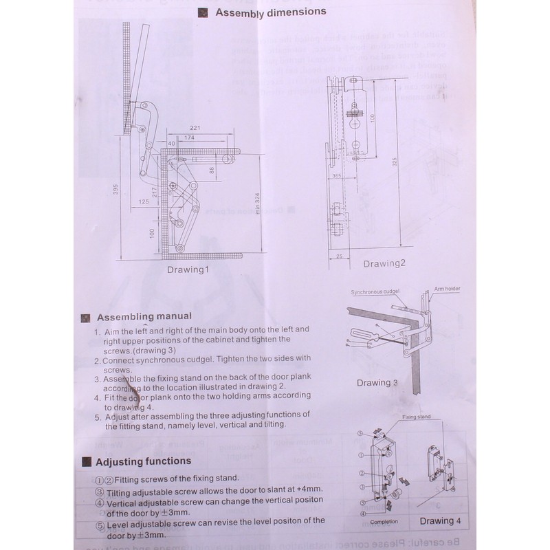Cabinet Door Vertical Swing Lift Up Stay Pneumatic Arm Kitchen