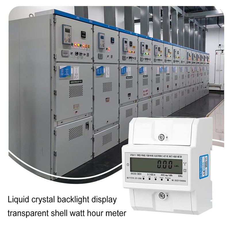 HEYOUTH Electricity Meter DIN Rail 3 Phase 4-Wire KWh Meter,