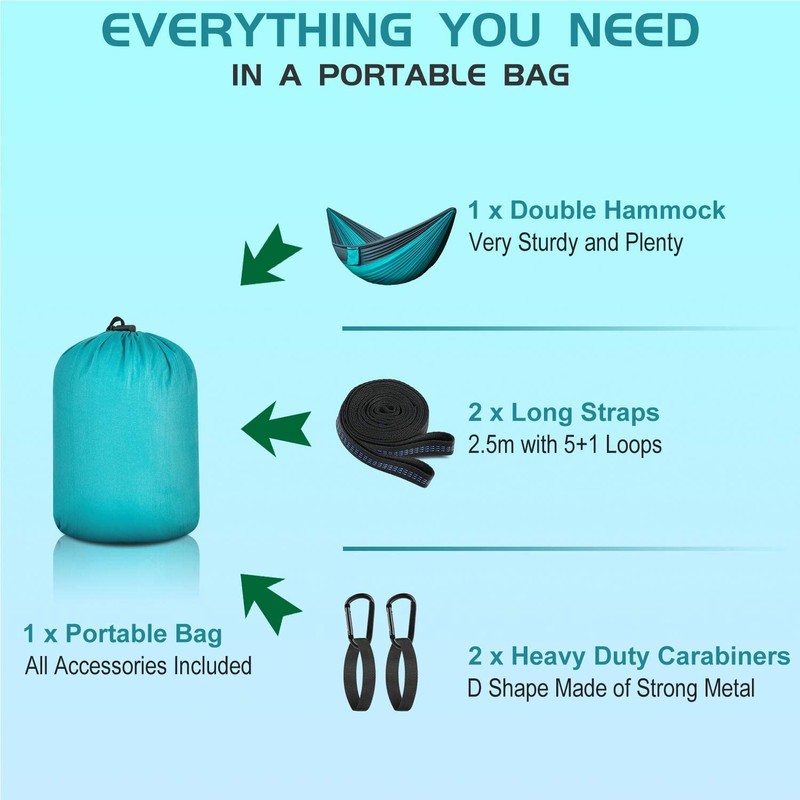 Camping Hammock Portable Nylon Hammocks with Tree Straps Single Lightweigtht
