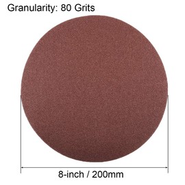 sourcing map 8" Hook and Loop Sanding Discs 80 Grit Aluminum Oxide Sandpaper for Random Orbit Sander Wood Metal Dry Polishing 10pcs