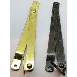 Furniture Knowledge Pair (2) Brass Plated Steel Drop Front Desk LID Stays Hinges Mailbox Trunk Chest Steamer Strong Friction (Brass)
