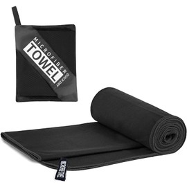 LushOrchidVale Microfibre Sports Towel, Quick Dry, Ultra Absorbent, Grey and Blue, for Gym and Fitness (Black, 40x80cm)