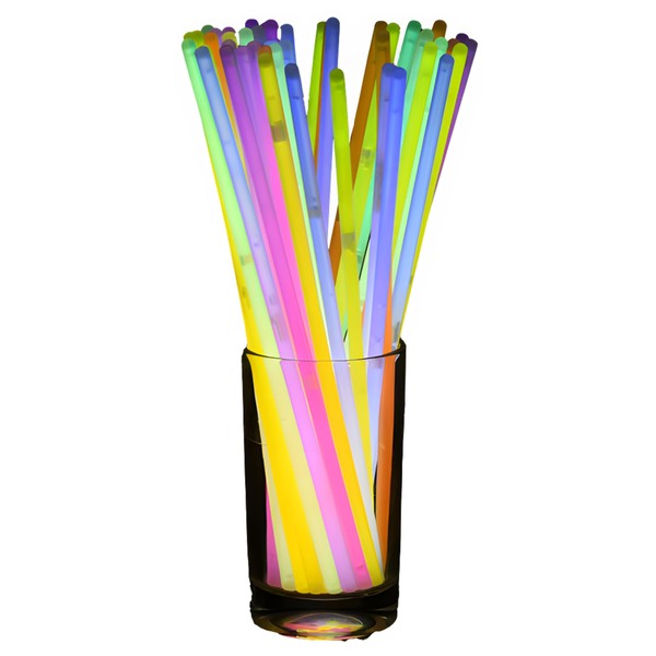 Amazaque Glow Bracelets - Set of 50 Glow in the Dark Multi-Color Glow Sticks - Plastic Neon Party Supplies for Birthday Parties, Camping Trips, Halloween, Christmas, and More