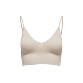 ONLY Women's Onlvicky Rib Seamless V-Neck Top Noos Bustier, nude