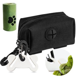 Hilihali Dog Poop Bag Holder for Leash Attachment Dog Poop Bag Dispenser Dog Waste Bag Dispensers Dog Poop Bag Holders Fit Dog Leash Accessory With Hand Free Holder Carriers, Black